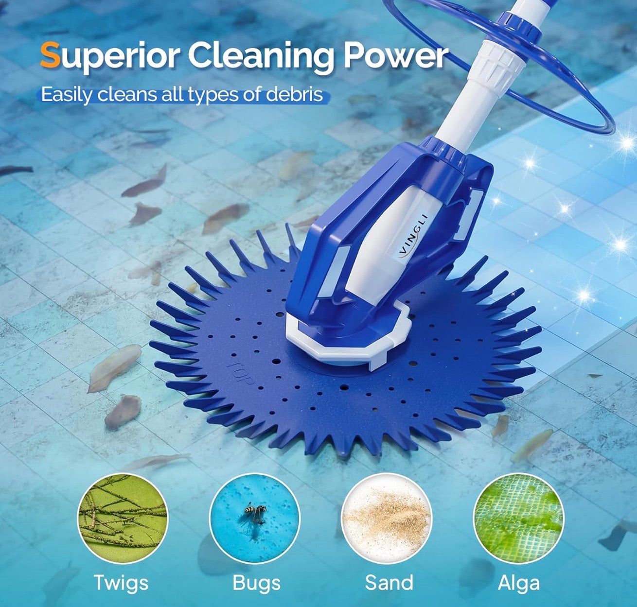 Pool Vacuum Cleaner Automatic Sweeper Swimming Pool Creepy Crawler Vacuum with 33FT Hoses