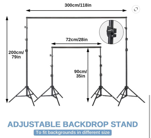 Professional Photo Backdrop Stand Kit — 6.4 x 10FT Adjustable Background Support System